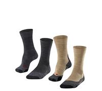 FALKE Men's TK2 Explore Multipack M So Wool Thick Anti-Blister 2 Pairs Hiking Socks, Multicolor Beige Dark Grey 0020, 8-9