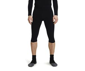FALKE Men's Warm 3/4 M TI Functional Yarn Quick Dry 1 Piece Base Layer Bottom, Black (Black 3000), S