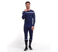 FALKE Men's Warm Round Neck M L/s Sh Functional Yarn Quick Dry 1 Piece Base Layer Top, Blue Space 6116 Trend, S