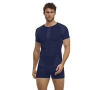 FALKE Men's Warm Round Neck M S/s Ts Functional Yarn Quick Dry 1 Piece Base Layer Top, Blue Space 6116, XL