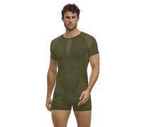FALKE Men's Warm Round Neck M S/s Ts Functional Yarn Quick Dry 1 Piece Base Layer Top, Green Herb 7754, L