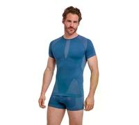 Falke Men's Warm Round Neck M S/s Ts Functional Yarn Quick Dry Base Layer Top 1 Piece, Blue Steel 6958, L