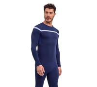 FALKE Men's Warm Trend Round Neck M L/s Sh Functional Yarn Quick Dry Base Layer Top 1 Piece, Blue Space 6116, S