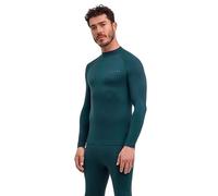 FALKE Men's Warm Turtleneck M L/s Sh Functional Yarn Quick Dry Base Layer Top 1 Piece, Green Holly 7385, M