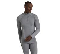 FALKE Men's Wool-Tech High Zip Neck M L/s Sh Functional Yarn Quick Dry 1 Piece Base Layer Top, Grey Grey-Heather 3757, L
