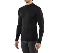FALKE Men's Wool-Tech High Zip Neck M L/S SH Thermal Breathable Quick Dry 1 Piece Base Layer Top, Black (Black 3000), M