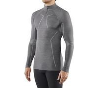 FALKE Men's Wool-Tech High Zip Neck M L/S SH Thermal Breathable Quick Dry 1 Piece Base Layer Top, Grey (Grey-Heather 3757), S