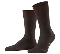 Falke Men's Milano Cotton Ribbed Mid-Calf Socks, 100% Fil d'Ecosse Cotton, Brown 8.5-9.5