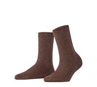 FALKE Women's Shiny Rib W So Viscose Plain Socks 1 Pair, Dark Brown 5235, 5.5-8