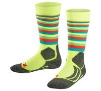 FALKE Unisex Kids SK2 Intermediate Stripes K Kh Wool Warm Thick 1 Pair Skiing Socks, Yellow Lightning 1690, 12-2.5
