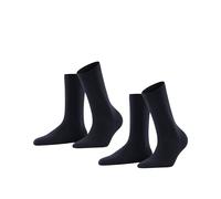 FALKE Women's Softmerino Multipack W So Wool Cotton Plain 2 Pairs Socks, Blue Dark Navy 6379, 7-8