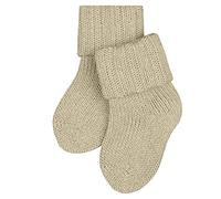 FALKE Unisex Baby Flausch B So Wool Cotton Plain 1 Pair Socks, Beige Sand Melange 4650, 6-12 months