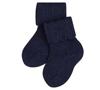 FALKE Unisex Baby Flausch B So Wool Cotton Plain 1 Pair Socks, Blue Dark Navy 6370, 6-12 months