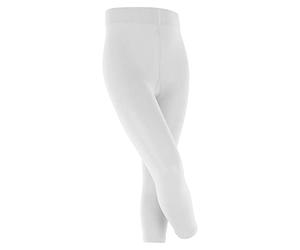 FALKE Unisex Kids Cotton Touch K Le Opaque Plain 1 Pair Leggings, White 2000, 9-11.5