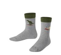 FALKE Unisex Kids Dinosaurs K So Cotton Patterned 1 Pair Socks, Grey Lt. Heather 3223, 3-5