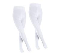 FALKE Unisex Kids Family Multipack K Ti Cotton Plain 2 Pairs Tights, White 2000, 12-2.5