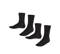 FALKE Unisex Kids Happy Double Pack K So Cotton Plain 2 Pairs Socks, Black 0010, 3-5
