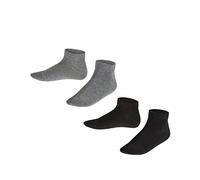 FALKE Unisex Kids Happy Double Pack K Sn Cotton Low-Cut Plain 2 Pairs Trainer Socks, Multicolor Black Grey 0050, 5.5-8