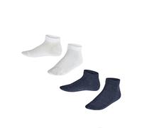 FALKE Unisex Kids Happy Double Pack K Sn Cotton Low-Cut Plain 2 Pairs Trainer Socks, Multicolor Blue White 0040, 3-5