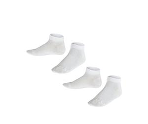 FALKE Unisex Kids Happy Double Pack K Sn Cotton Low-Cut Plain Trainer Socks 2 Pairs, White Mix 0020, 9-11.5