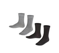 FALKE Unisex Kids Happy Double Pack K So Cotton Plain 2 Pairs Socks, Multicolor Black Grey 0050, 5.5-8