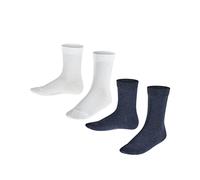 FALKE Unisex Kids Happy Double Pack K So Cotton Plain 2 Pairs Socks, Multicolor Blue White 0040, 3-5