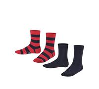 FALKE Unisex Kids Happy Stripe Multipack K So Cotton Patterned 2 Pairs Socks, Blue Marine 6120, 6-8.5