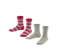 FALKE Unisex Kids Happy Stripe Multipack K So Cotton Patterned 2 Pairs Socks, Grey Light 3400, 6-8.5