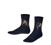 FALKE Unisex Kids Horse K So Cotton Patterned 1 Pair Socks, Blue Marine 6120, 6-8.5