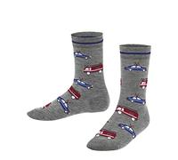FALKE Unisex Kids Police and Fire Cars K So Cotton Patterned 1 Pair Socks, Grey Light 3400, 3-5