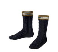 FALKE Unisex Kids Preppy Cable K So Wool Patterned Socks 1 Pair, Blue Marine 6120, 12-2.5