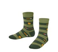 FALKE Unisex Kids School Supplies K So Cotton Patterned 1 Pair Socks, Green Ferngreen 7084, 3-5.5
