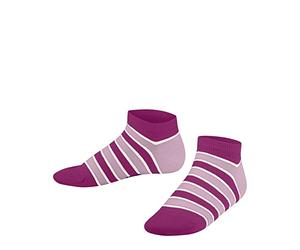 FALKE Unisex Kids Simple Stripes K Sn Cotton Low-Cut Patterned Trainer Socks 1 Pair, Pink Gloss 8550, 6-8.5