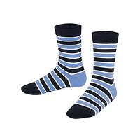 FALKE Unisex Kids Simple Stripes K So Cotton Patterned 1 Pair Socks, Blue Marine 6120, 3-5.5