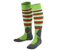 FALKE Unisex Kids SK2 Intermediate Stripes K Kh Wool Warm Thick 1 Pair Skiing Socks, Green Vivid 7231, 9-11.5