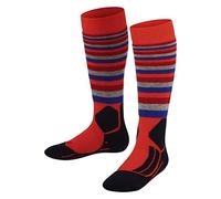 FALKE Unisex Kids SK2 Intermediate Stripes K Kh Wool Warm Thick 1 Pair Skiing Socks, Orange Samba 8182, 6-8.5