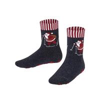 FALKE Unisex Kids Skiing Santa Slipper Socks, Cotton Alpaca, Blue (Blue Mel. 6875), 6-8.5 (1 Pair)