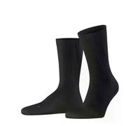 FALKE Unisex Run Rib Crew U So Cotton Functional Yarn Plain Socks 1 pair, Black 3000, 8-9