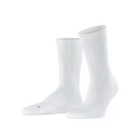 FALKE Unisex Run Rib Crew U So Cotton Functional Yarn Plain Socks 1 pair, White 2000, 4-5