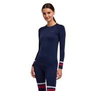 FALKE Women's Maximum Warm Round Neck W L/s Sh Functional Yarn Quick Dry 1 Piece Base Layer Top, Blue Space 6116 Stripe, L