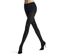 FALKE Women's Check Mate 60 DEN W Ti Semi-Opaque Patterned Tights, Blue Marine 6179, M-L