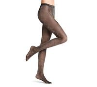 FALKE Women's Day to Night 30 DEN W TI Sheer Patterned 1 Pair Tights, Black (Black/Silver 3103), S-M