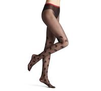 FALKE Women's Dear Rose 20 DEN W Ti Sheer Patterned 1 Pair Tights, Black 3009, M-L