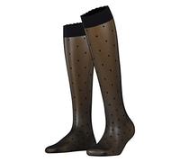 FALKE Women's Dot 15 DEN W KH Sheer Patterned 1 Pair Knee-High Socks, Black (Black 3009), 5.5-8