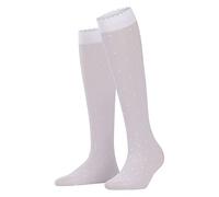 FALKE Women's Dot 15 DEN W Kh Sheer Patterned 1 Pair Knee-High Socks, White 2209, 5.5-8