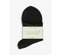 Falke Womens Falke Cotton Touch Rolled-Cuff Stretch-Cotton-Blend Socks 3000 Black 2/5