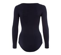 FALKE Women's Fine Cotton Crew Neck W Bo Soft Fabric Longsleeved 1 Piece Shapewear Bodysuit, Blue Marine 6179, S 36-38