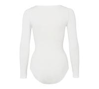 FALKE Women's Fine Cotton Crew Neck W Bo Soft Fabric Longsleeved 1 Piece Shapewear Bodysuit, White Ivory 2179, XS 34-36