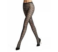 FALKE Women's Fluid Fusion W Ti Transparent Gemustert Tights, Black 3009, S