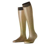 FALKE Women's Glitter 30 DEN W Kh Sheer Patterned Knee-High Socks 1 Pair, Black/Gold 3335, 2.5-5